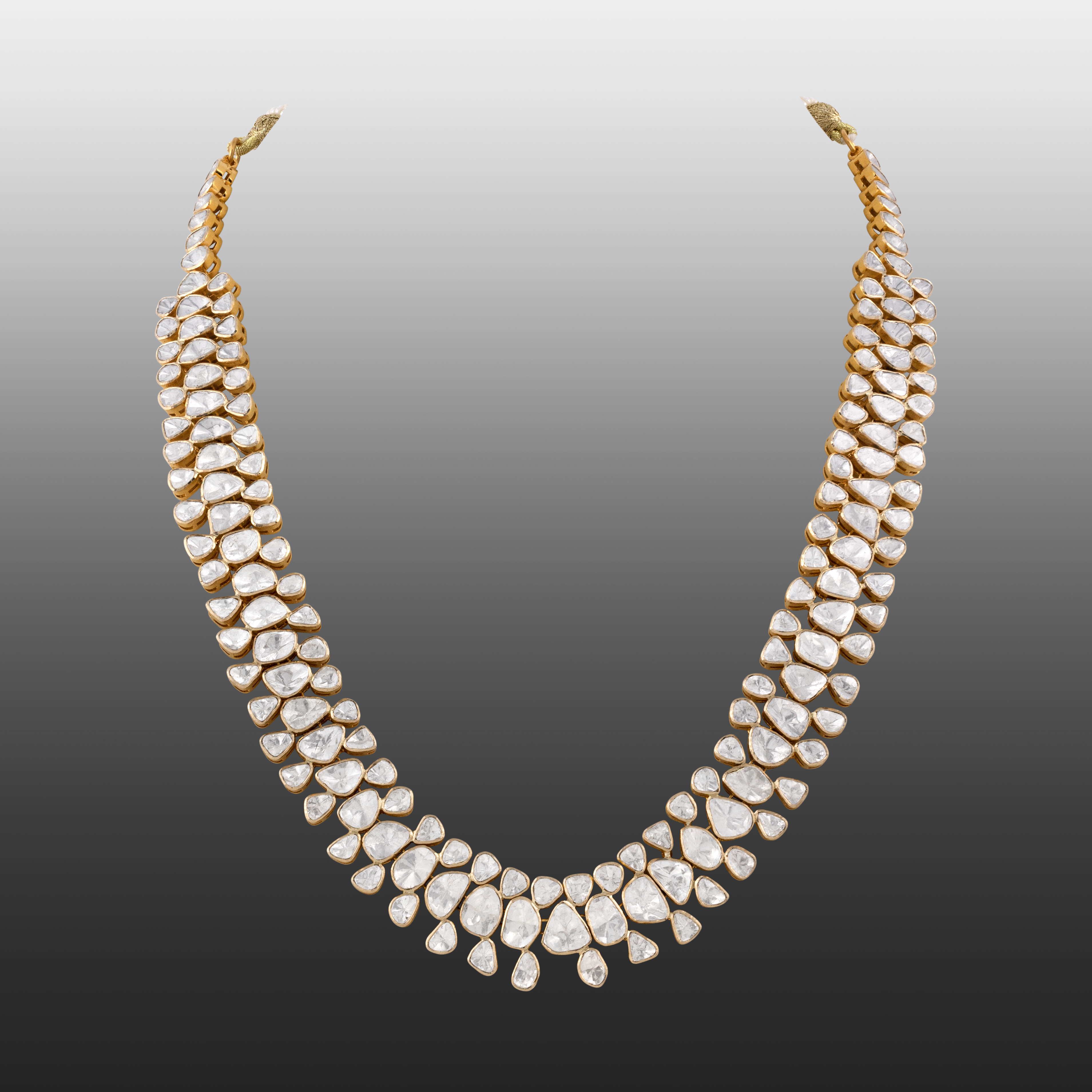 Tri-Graduated Polki Necklace in Open Setting